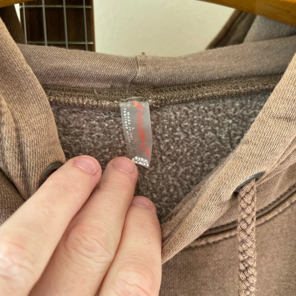 Free People FP Movement Sprint to the Finish Hoodie Taupe Sz L - Picture 4 of 9